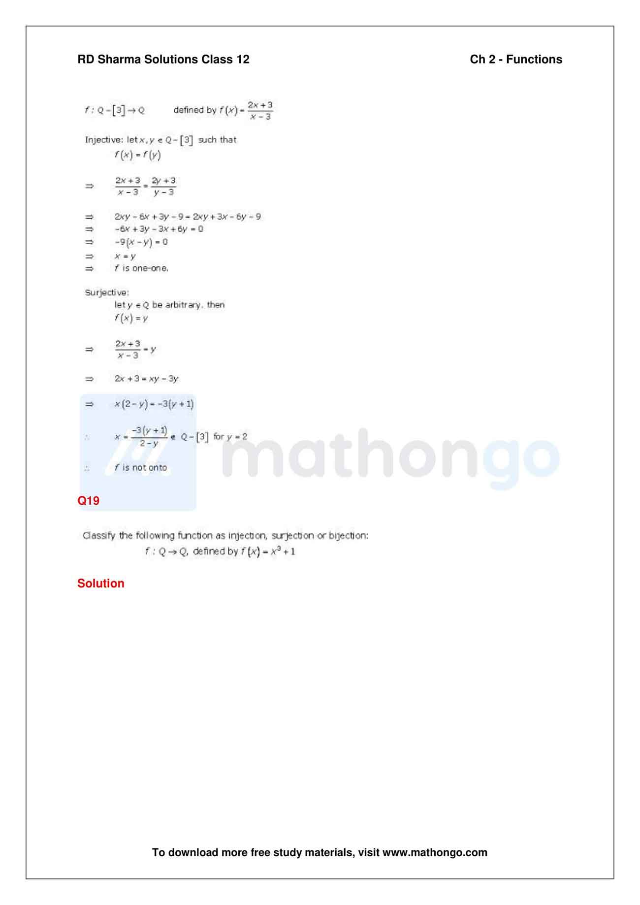 RD Sharma Class 12 Maths Solutions Chapter 2 – Functions – MathonGo